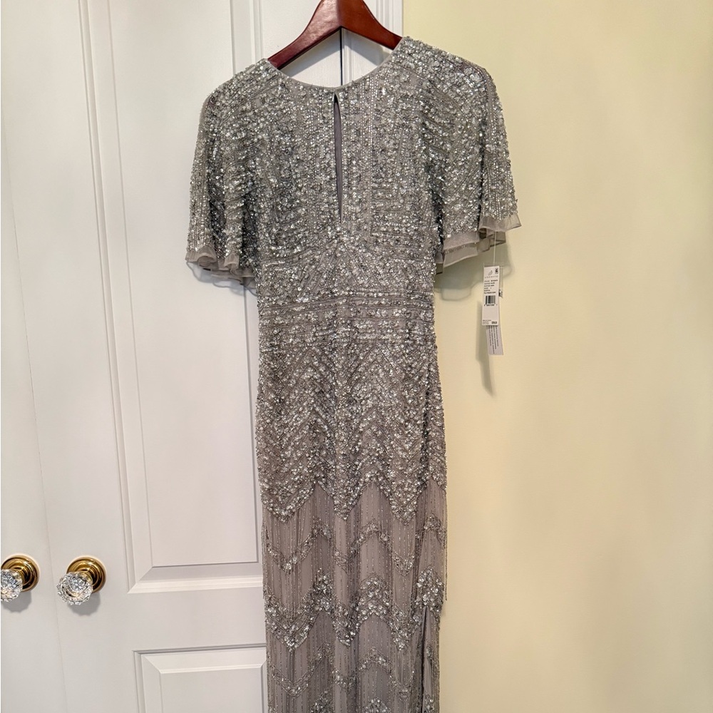 Aidan Mattox Silver Sequin Gown